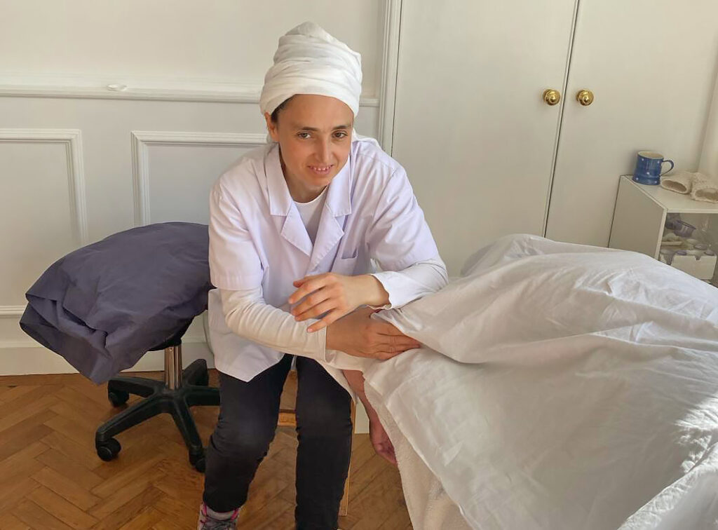 Touch Tuina Practitioner Maria Touch Tuina Practitioner Maria giving a treatment to a client at the York 1 clinic